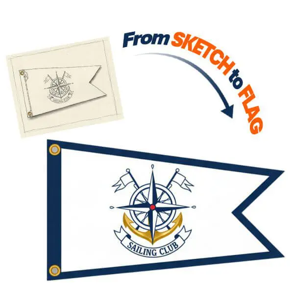custom burgee flag from sketch to flag