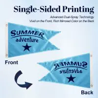 Single-sided custom burgee flag with mirrored design on the back