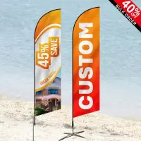 Custom feather flags for outdoor advertising, events, and promotions