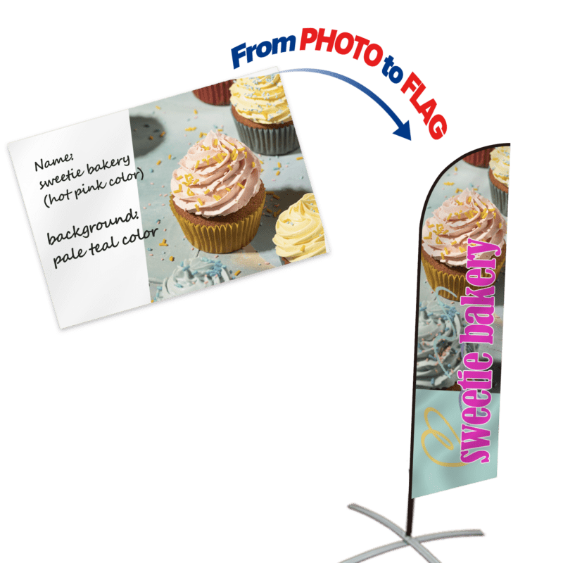 custom feather flags design convert photo cake