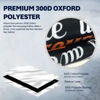 Premium 300D Oxford blackout polyester fabric for custom garden flags, showing triple-layer construction with light-blocking core
