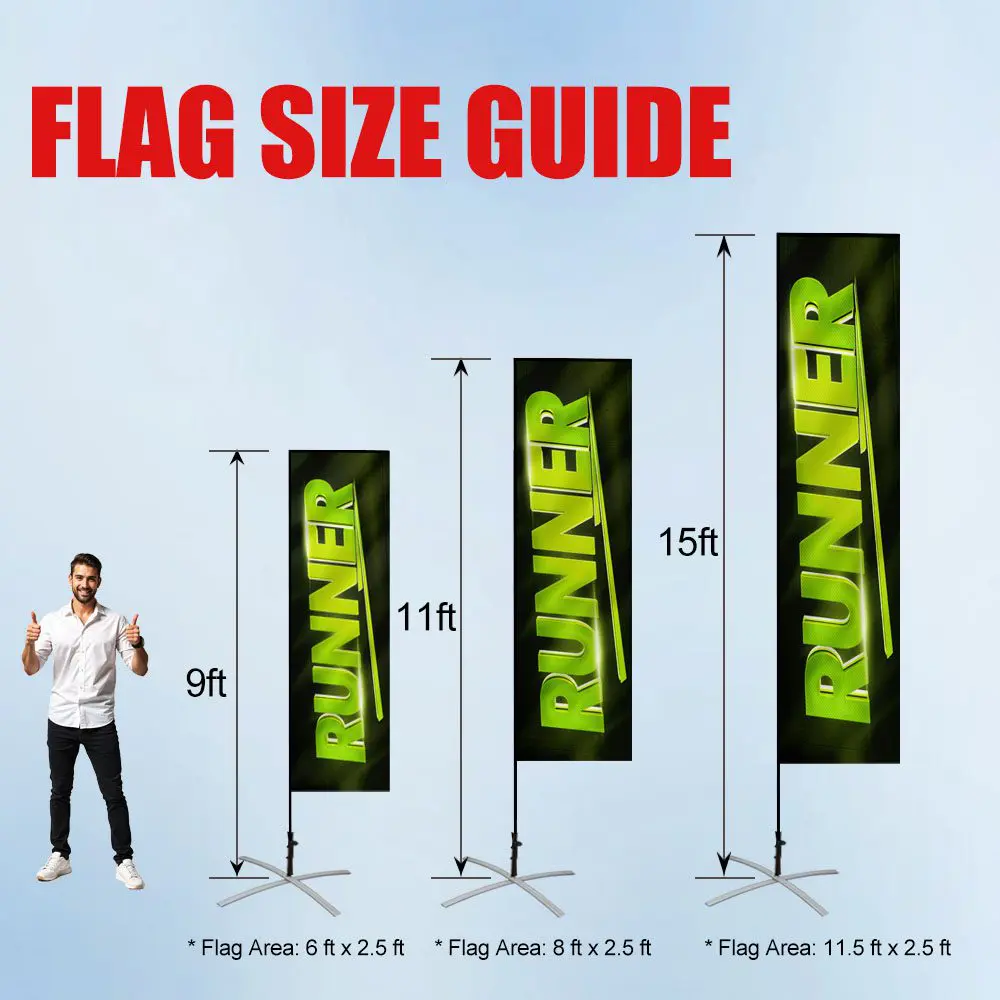 Custom Rectangle Flags | No-Wrinkle & Vibrant Printing 8 Custom Rectangle Flag Size Guide - Compare Different Flag Sizes and Dimensions
