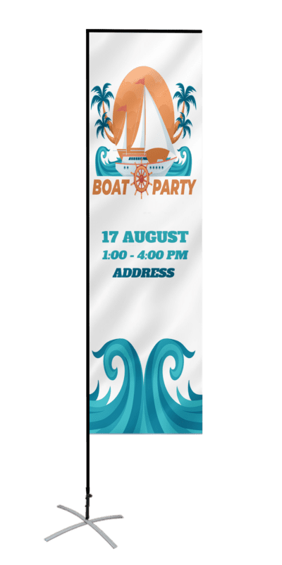 custom rectangular flags design temp boat party event