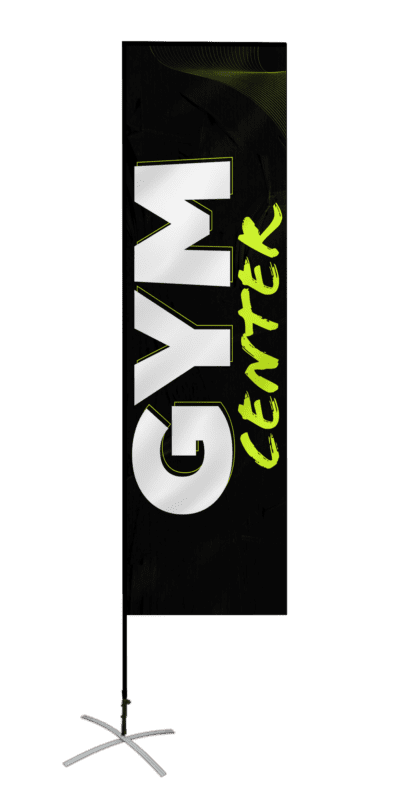 custom rectangular flags design temp gym