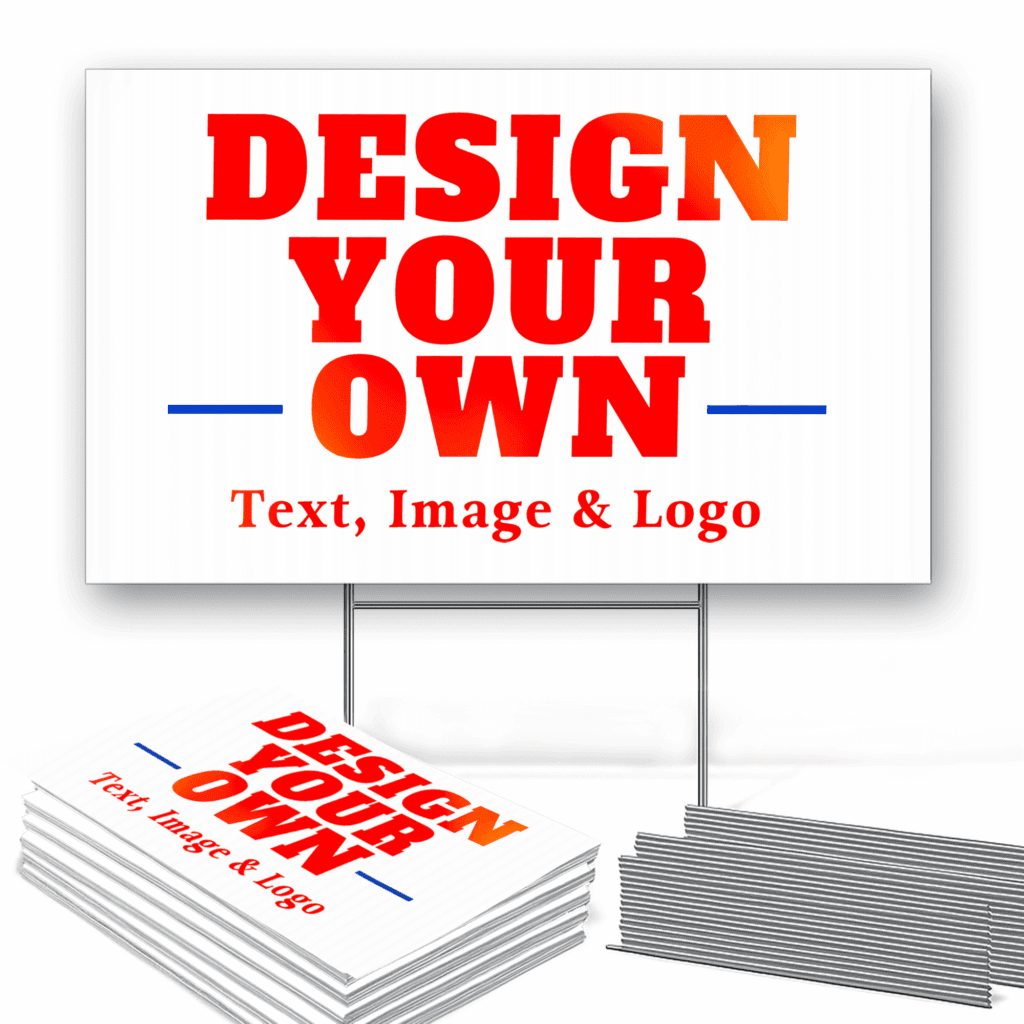 Custom Yard Signs | Lawn Sign 18x24 10 Blank yard sign sample shown installed on lawn