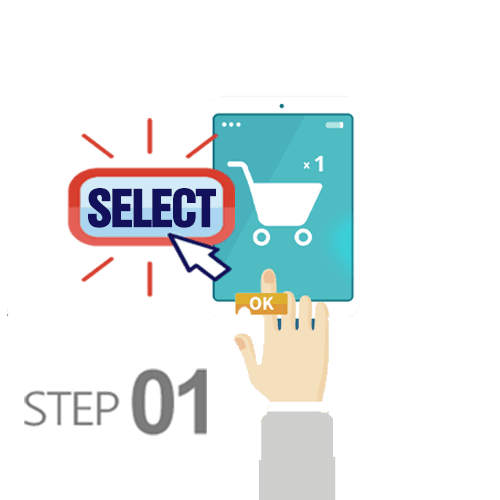 order process step 1.select
