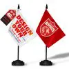 Custom desk flags, including a “Design Your Own” flag and a personalized red lion logo flag. Up to 40% off bulk orders.