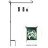 Garden flag stand with hanging garden flag, outdoor metal flag holder