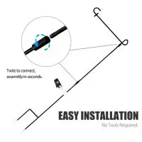 Easy installation garden flag stand with twist connection and no tools required