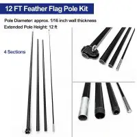12ft Feather Flag Pole Kit, Perfect for Outdoor Displays and Promotions