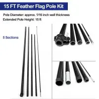 15ft Feather Flag Pole Kit, Tall and Durable for High-Visibility Outdoor Advertising