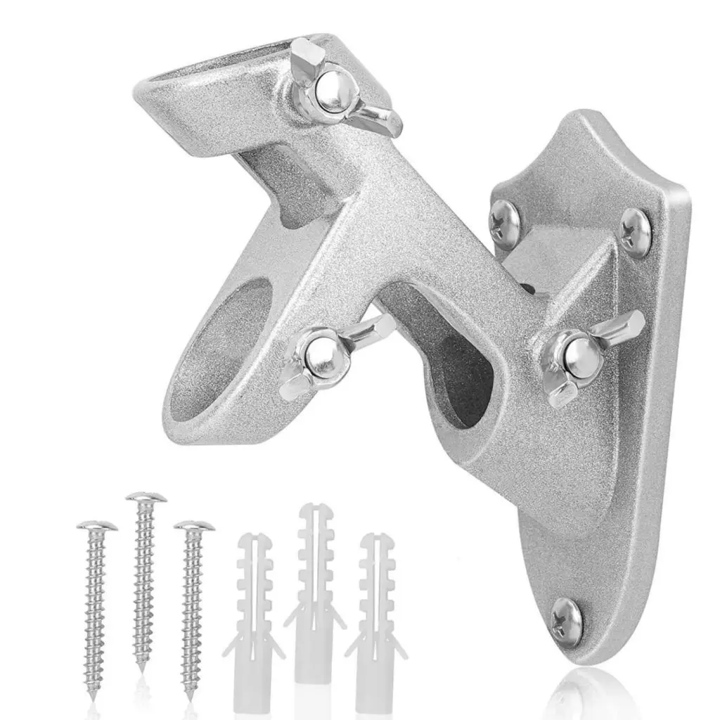 2-Position Wall Mount Flagpole Bracket | Heavy-Duty Aluminum 3 2-position wall mount flagpole bracket stainless steel with mounting hardware
