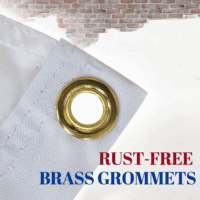 Close-up of custom burgee flag with rust-free brass grommets, ensuring durability and long-lasting performance.