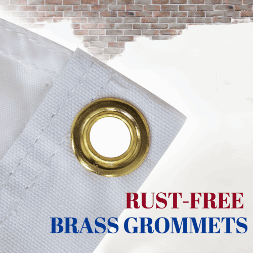 Close-up of custom burgee flag with rust-free brass grommets, ensuring durability and long-lasting performance.