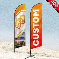 Custom feather flags for outdoor advertising, events, and promotions