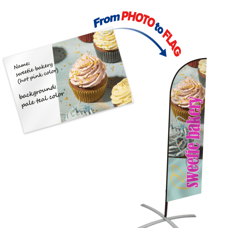 custom feather flags design convert photo cake