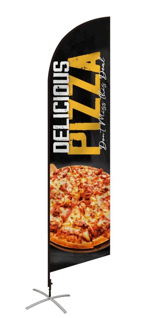 custom feather flags design temp pizza
