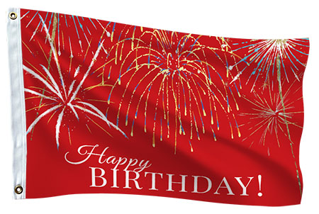 Custom Flag Happy Birthday celebration flag with fireworks