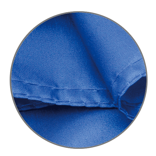 Close-up of double-stitched hem on custom flag for extra durability