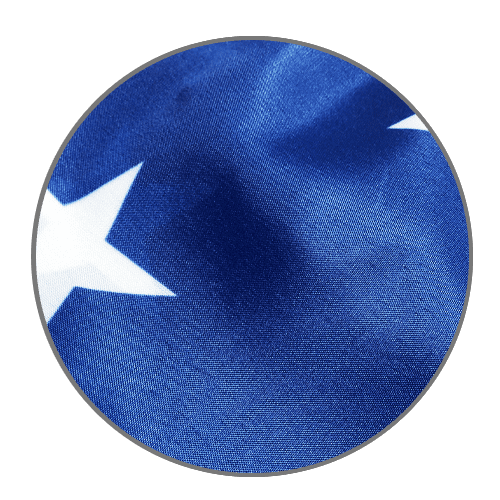 Lightweight polyester fabric detail on custom flag for smooth flying