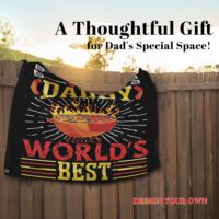 Custom flag that says “World’s Best Dad” hung in backyard as Father's Day gift