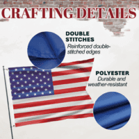Close-up of reinforced stitching and polyester fabric on a custom guidon flag