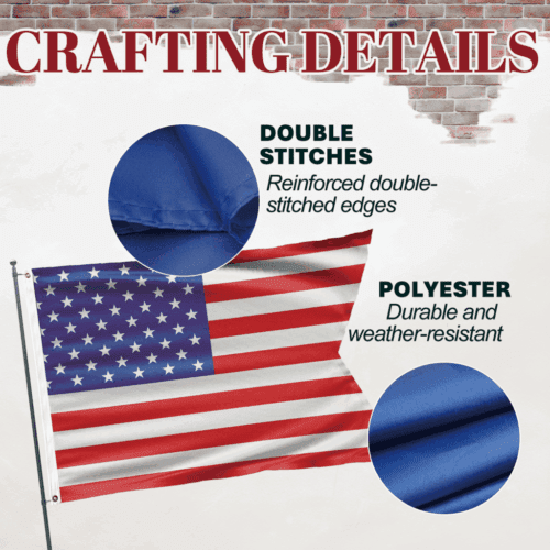 Close-up of reinforced stitching and polyester fabric on a custom guidon flag