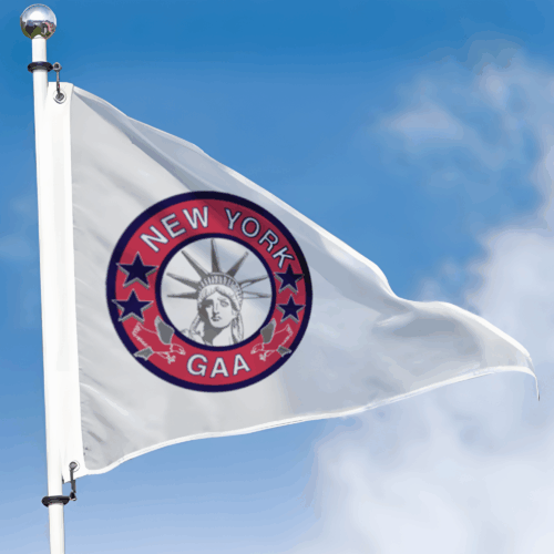 Custom pennant flags featuring the "New York GAA" logo, ideal for sports events and team branding.