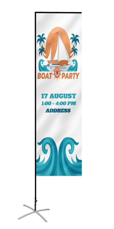 custom rectangular flags design temp boat party event