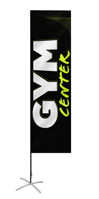 custom rectangular flags design temp gym