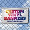 Custom vinyl banners with vibrant colors and bold text for personalized advertising, free mockup design support