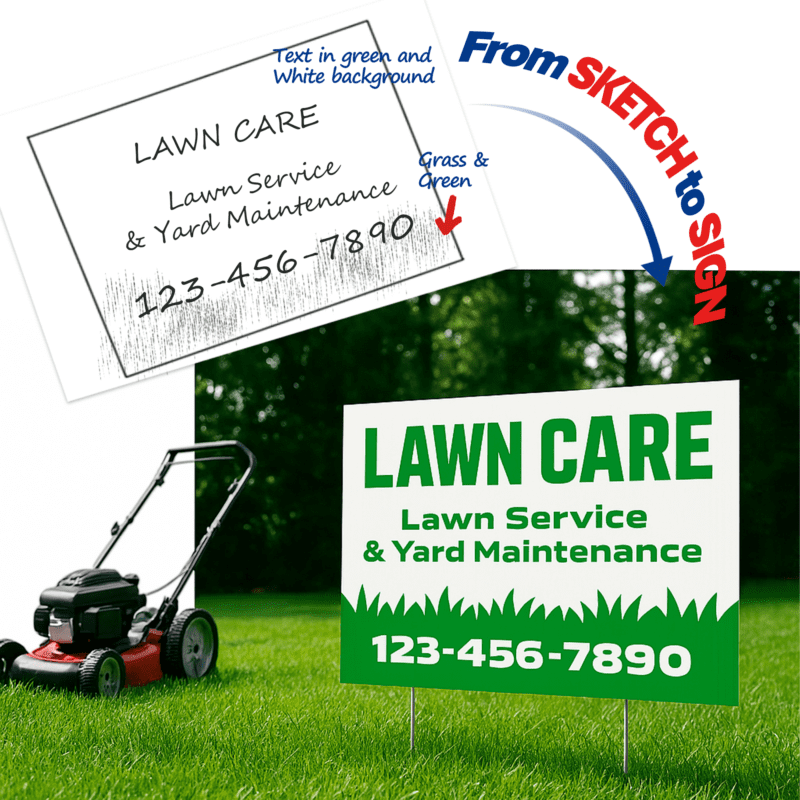 custom yard sign design covert sketch