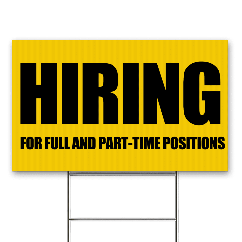 custom yard sign temp hiring