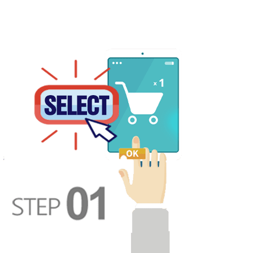 order process step 1.select