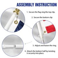 6ft tangle-free flagpole assembly instructions with clips and pole sections