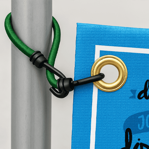 banner installation bungees