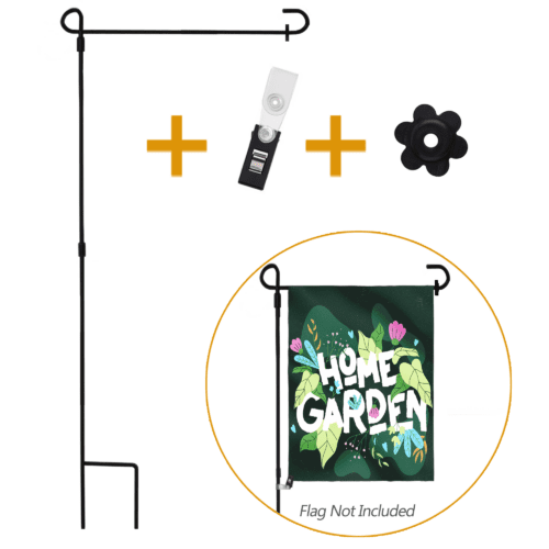 Garden flag stand for outdoor decoration.