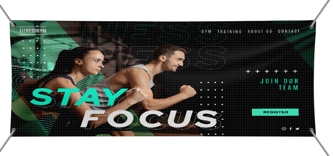 mesh banner design temp fitness