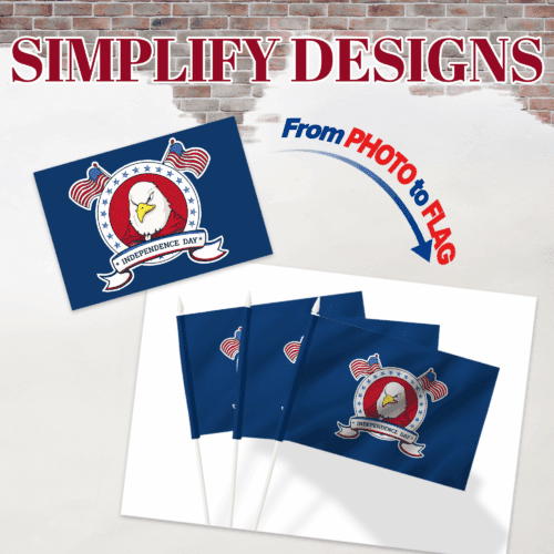 Custom Handheld Stick Flags design from photo to final flag product.
